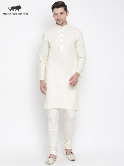 Men's Beige Cotton Kurta and Pyjama Set