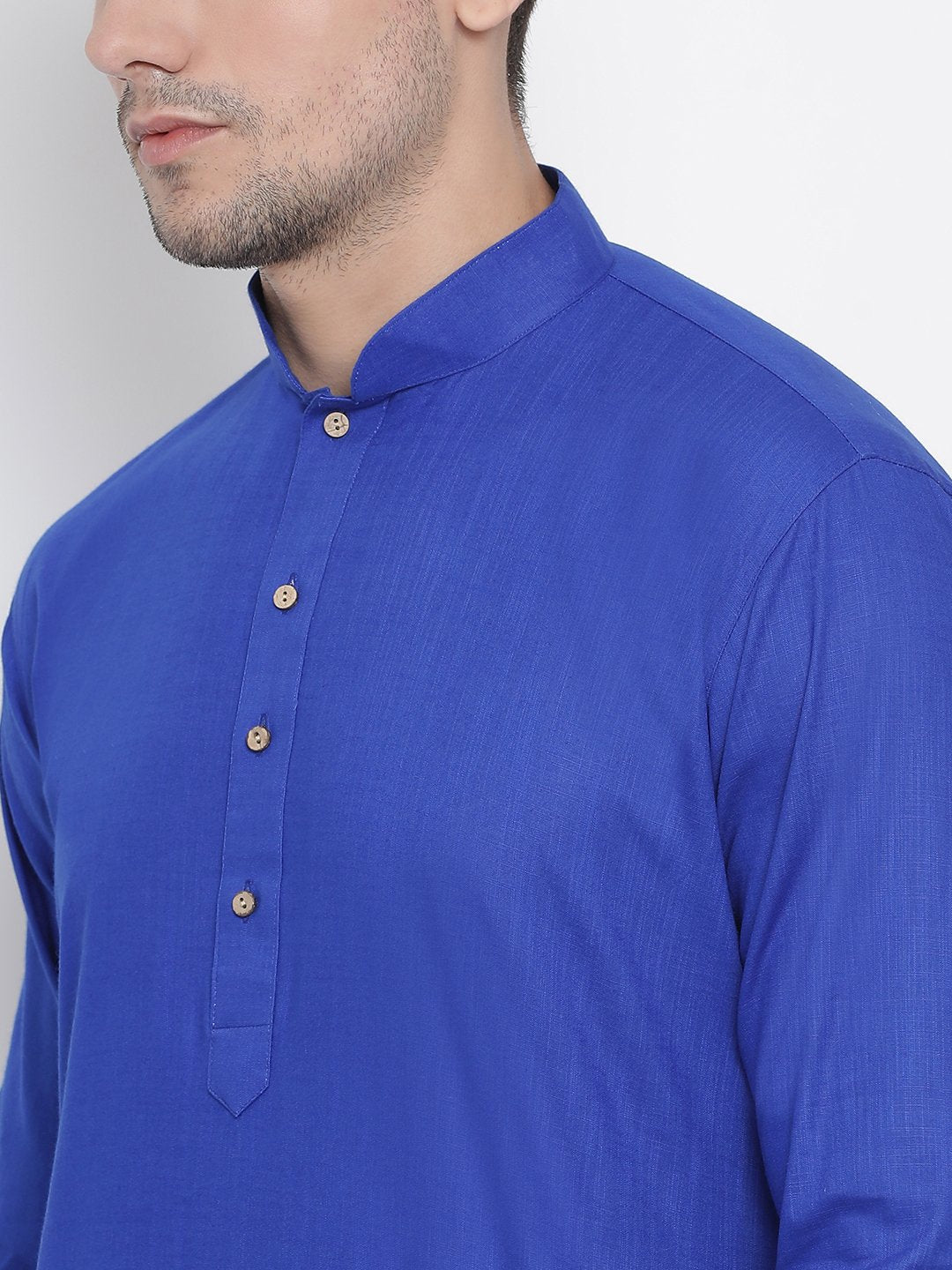 Men's Blue Cotton Kurta and Pyjama Set