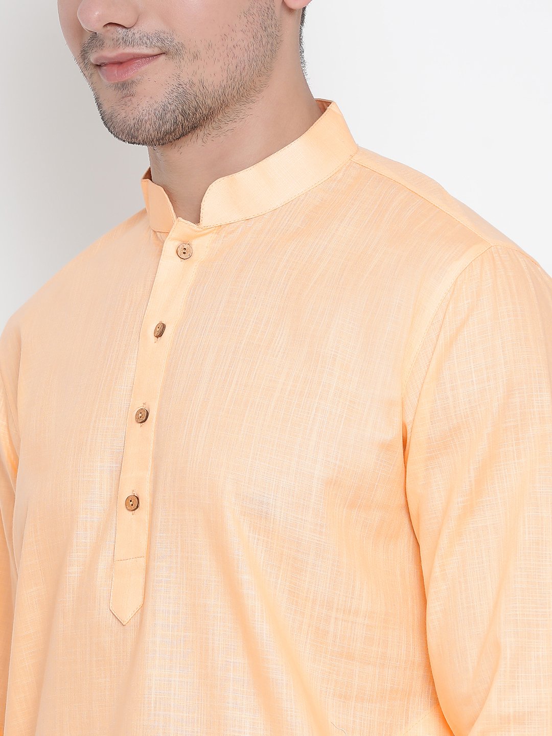 Men's Orange Cotton Kurta and Pyjama Set
