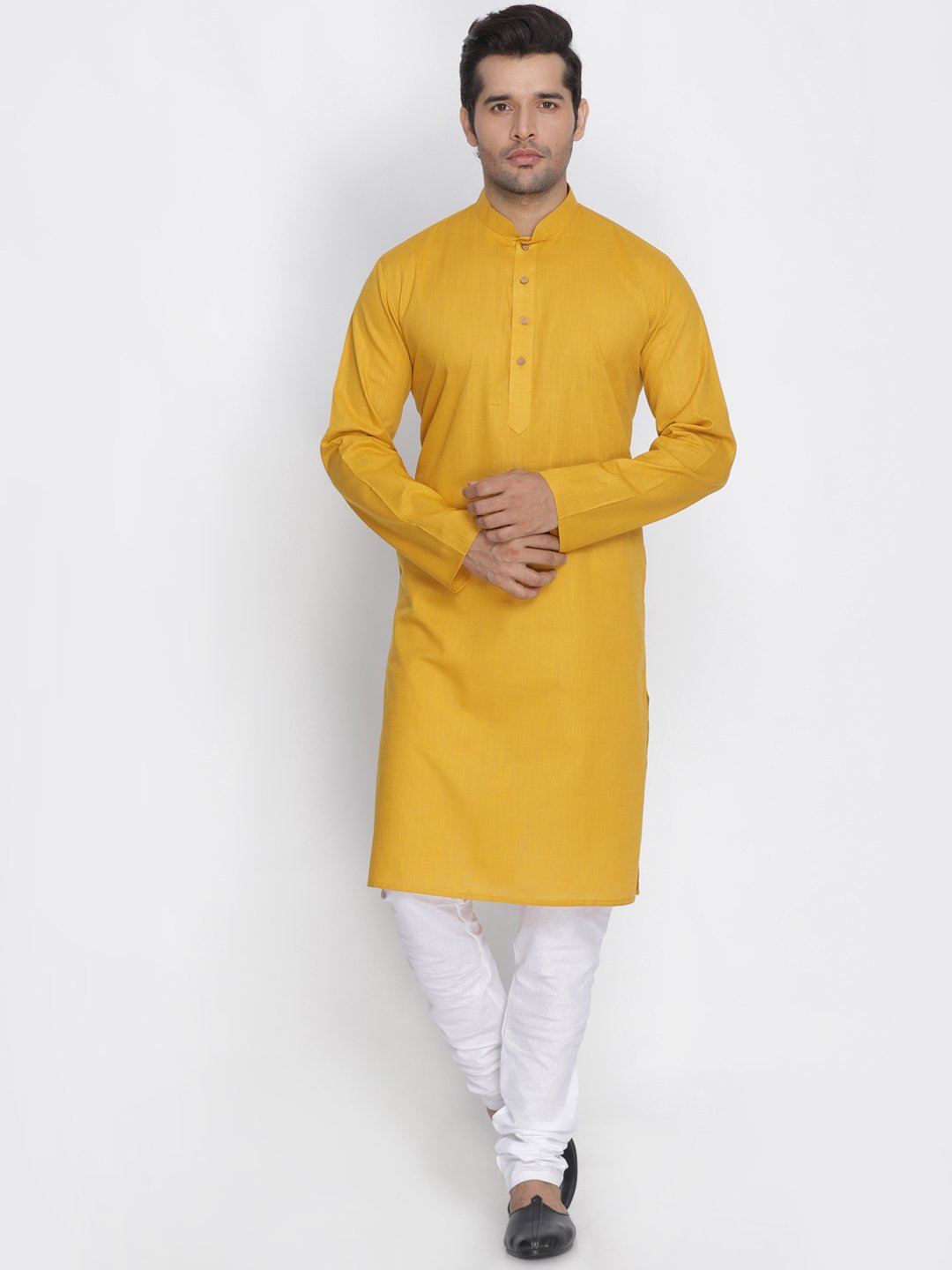 Men's Yellow Cotton Kurta