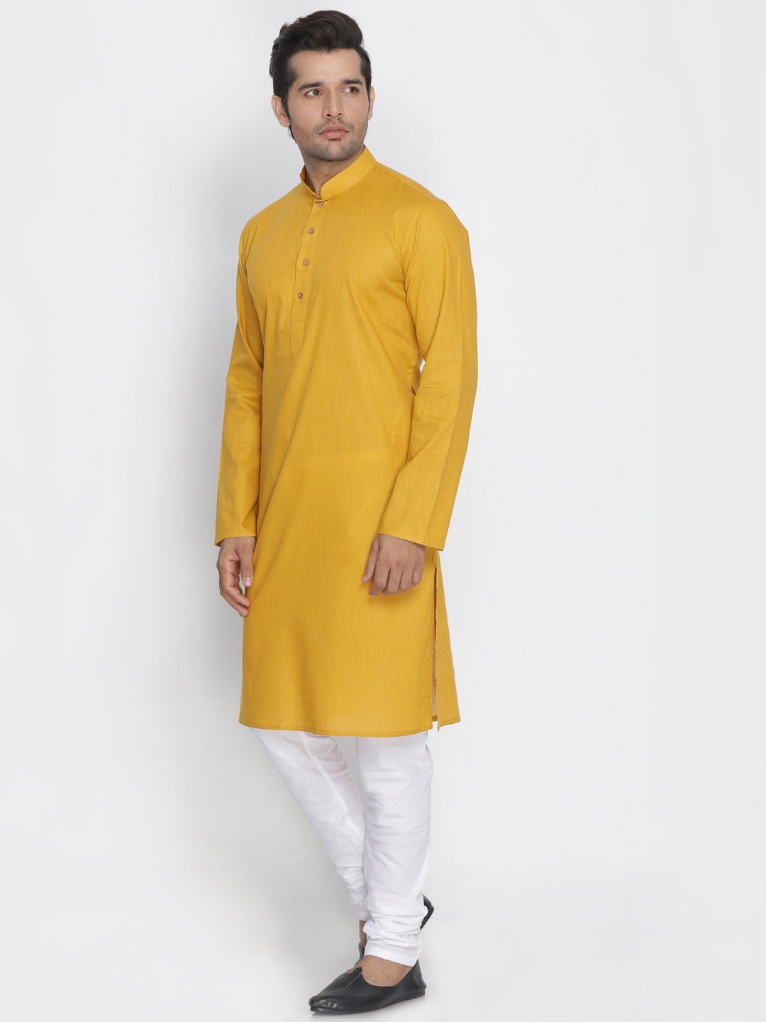 Men's Yellow Cotton Kurta and Pyjama Set