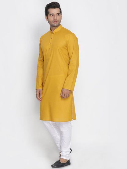 Men's Yellow Cotton Kurta and Pyjama Set