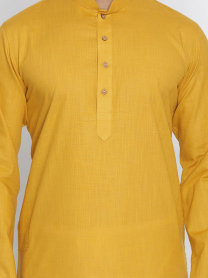 Men's Yellow Cotton Kurta and Pyjama Set