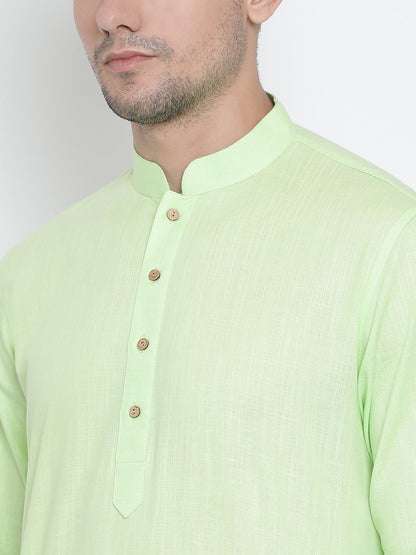 Men's Light Green Cotton Kurta and Pyjama Set