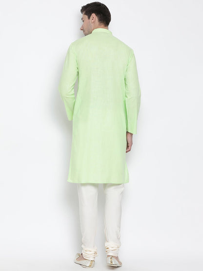 Men's Light Green Cotton Kurta and Pyjama Set