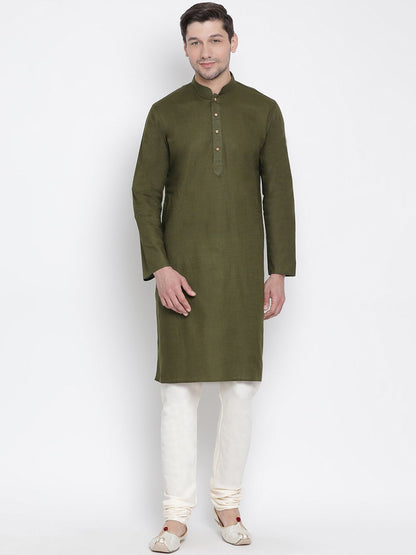 Men's Green Cotton Kurta
