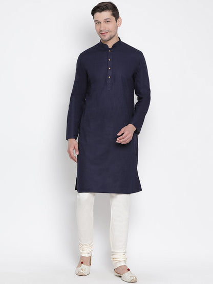 Men's Blue Cotton Kurta
