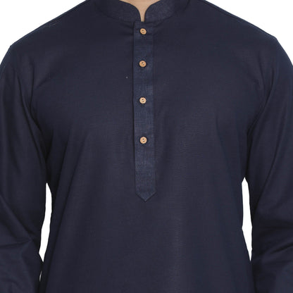 Men's Blue Cotton Kurta and Pyjama Set