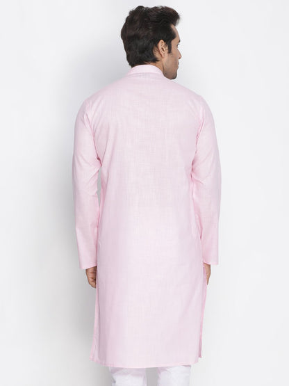 Men's Pink Cotton Kurta