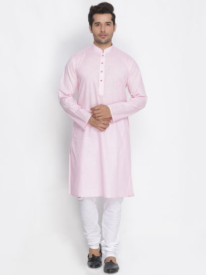 Men's Pink Cotton Kurta and Pyjama Set