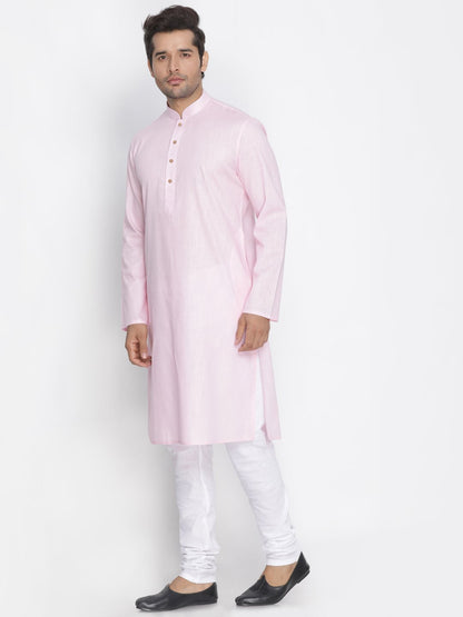 Men's Pink Cotton Kurta and Pyjama Set