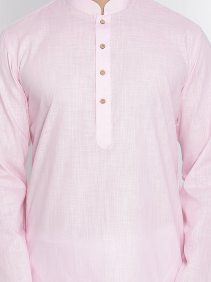 Men's Pink Cotton Kurta and Pyjama Set
