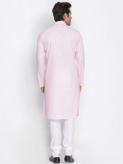 Men's Pink Cotton Kurta and Pyjama Set