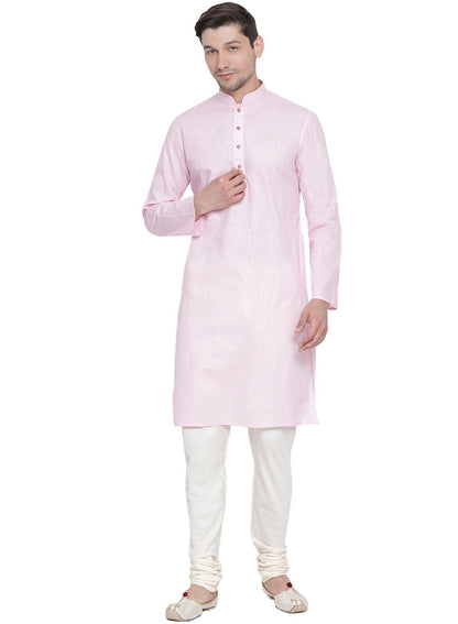 Men's Pink Cotton Kurta and Pyjama Set