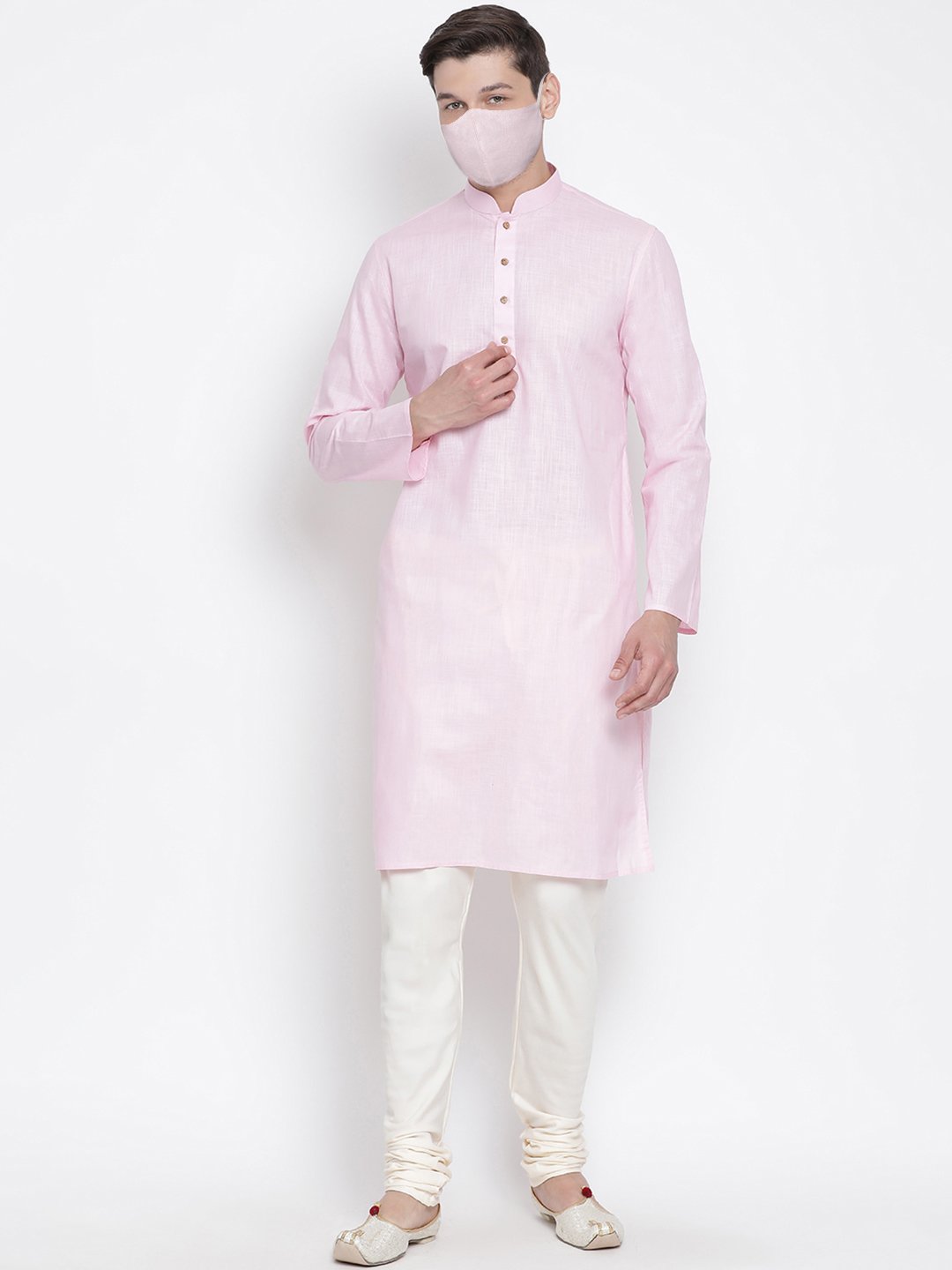 Men's Pink Cotton Kurta and Pyjama Set