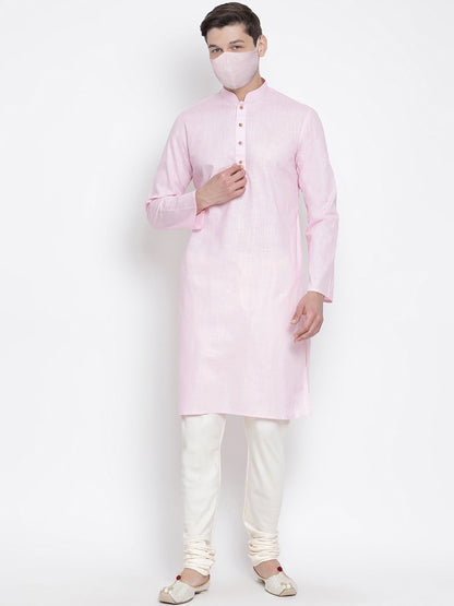 Men's Pink Cotton Kurta and Pyjama Set