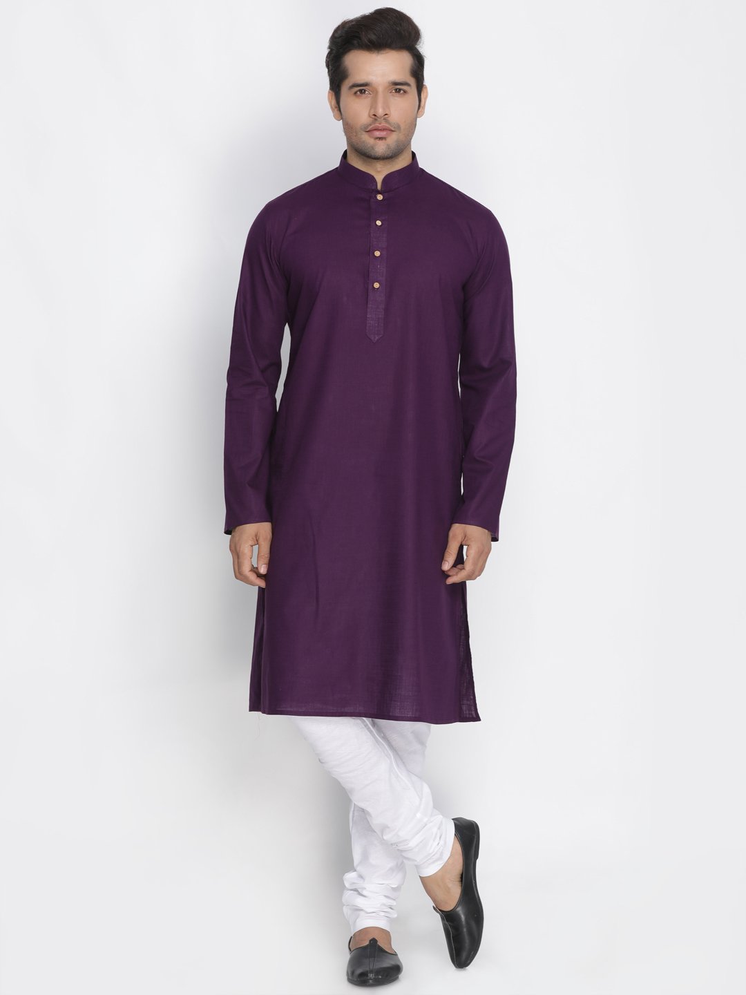Men's Purple Cotton Kurta and Pyjama Set