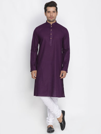 Men's Purple Cotton Kurta and Pyjama Set