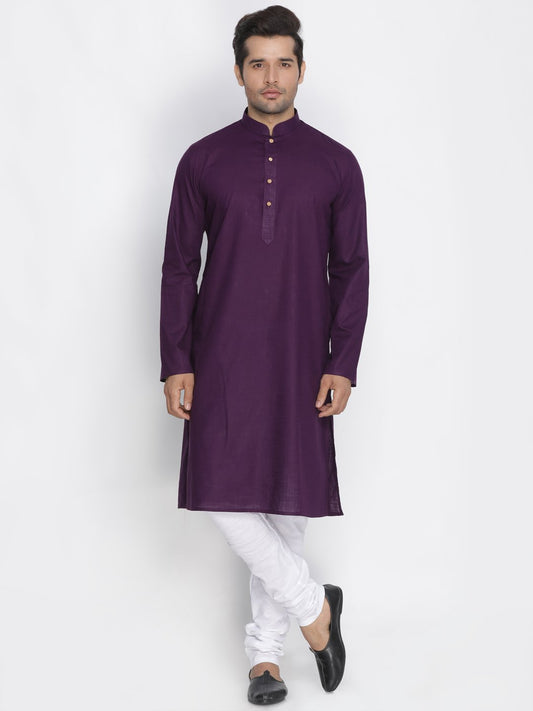 Men's Purple Cotton Kurta and Pyjama Set