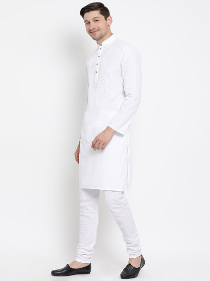 Men's White Cotton Kurta and Pyjama Set