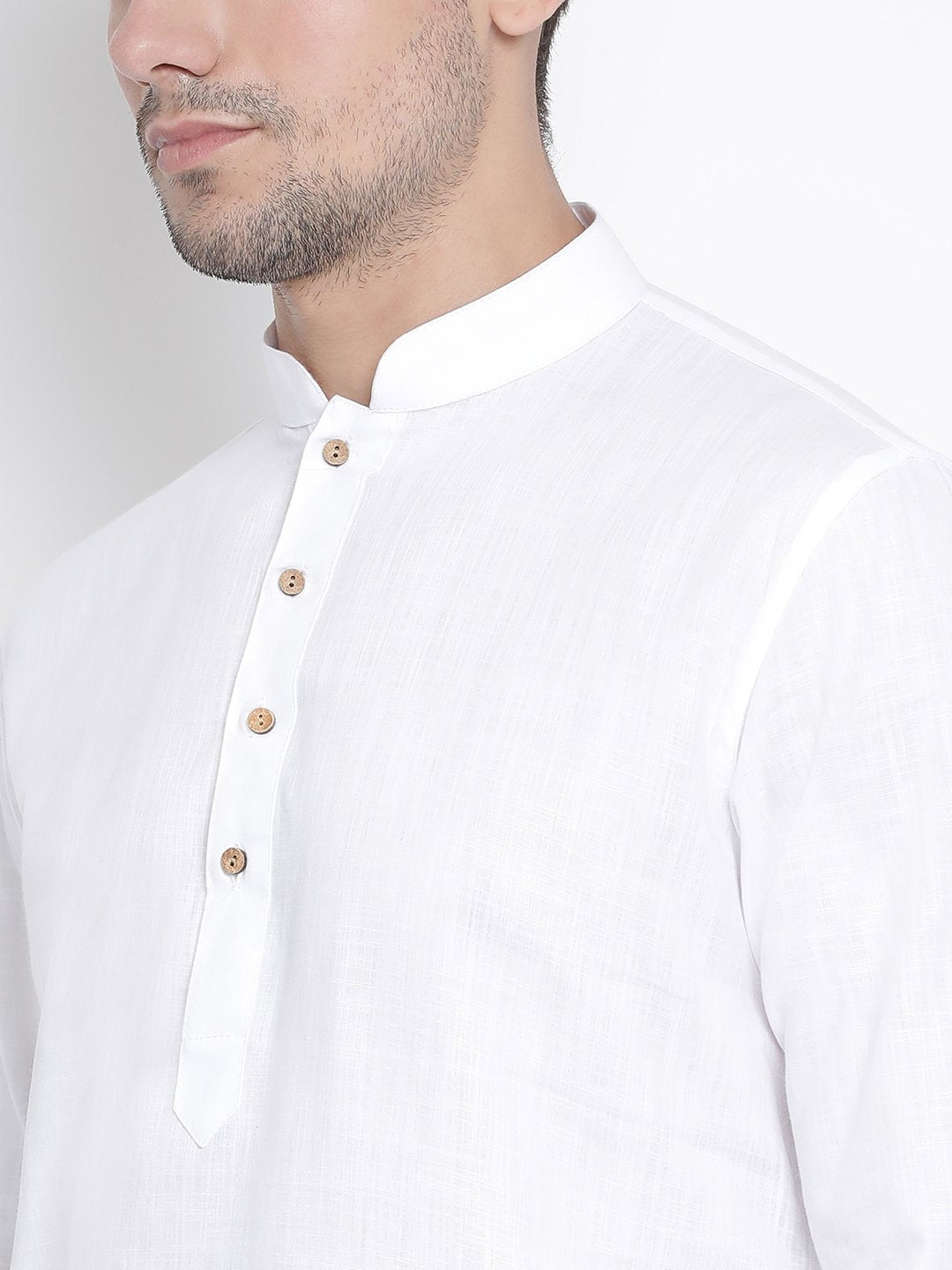 Men's White Cotton  Kurta and Pyjama Set