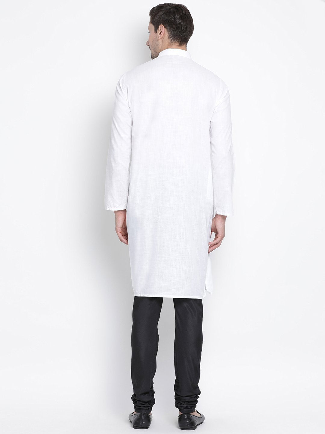 Men's White Cotton  Kurta and Pyjama Set