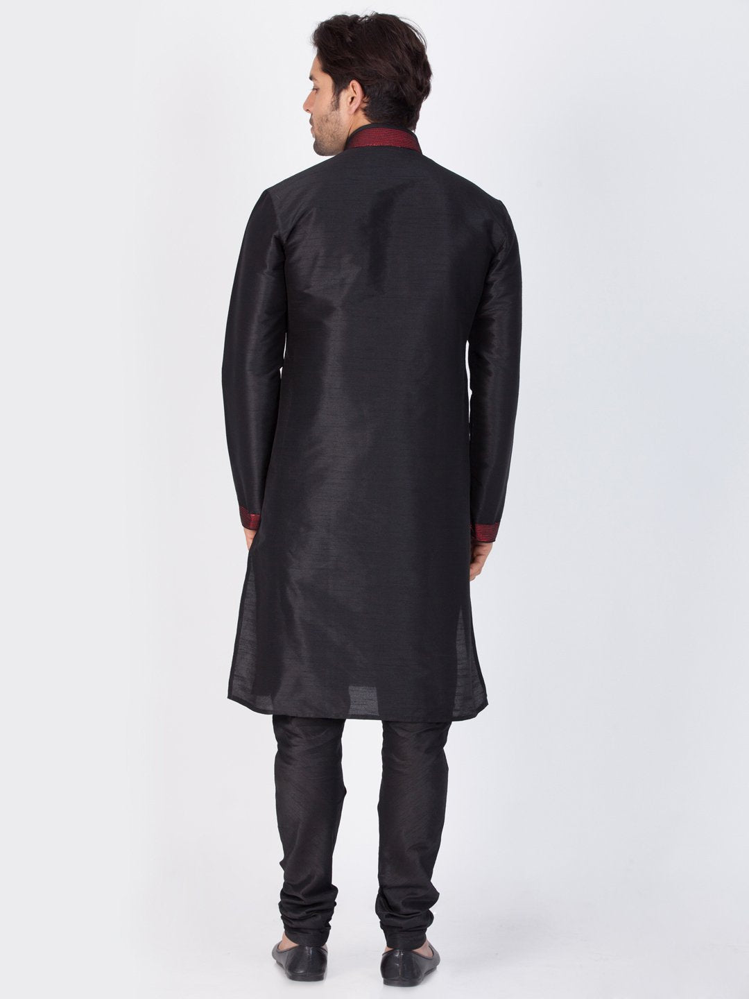 Men's Black Cotton Silk Blend Kurta and Pyjama Set