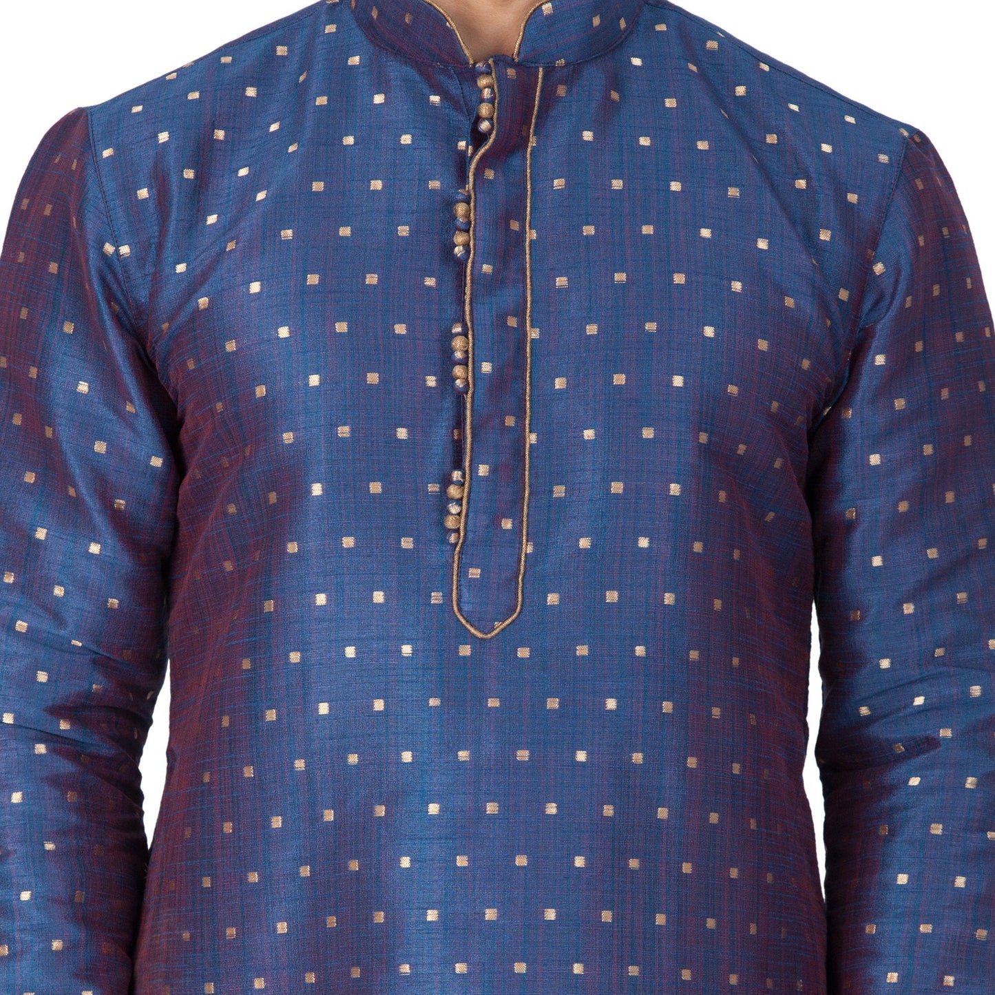 Men's Blue Cotton Silk Blend Kurta and Pyjama Set