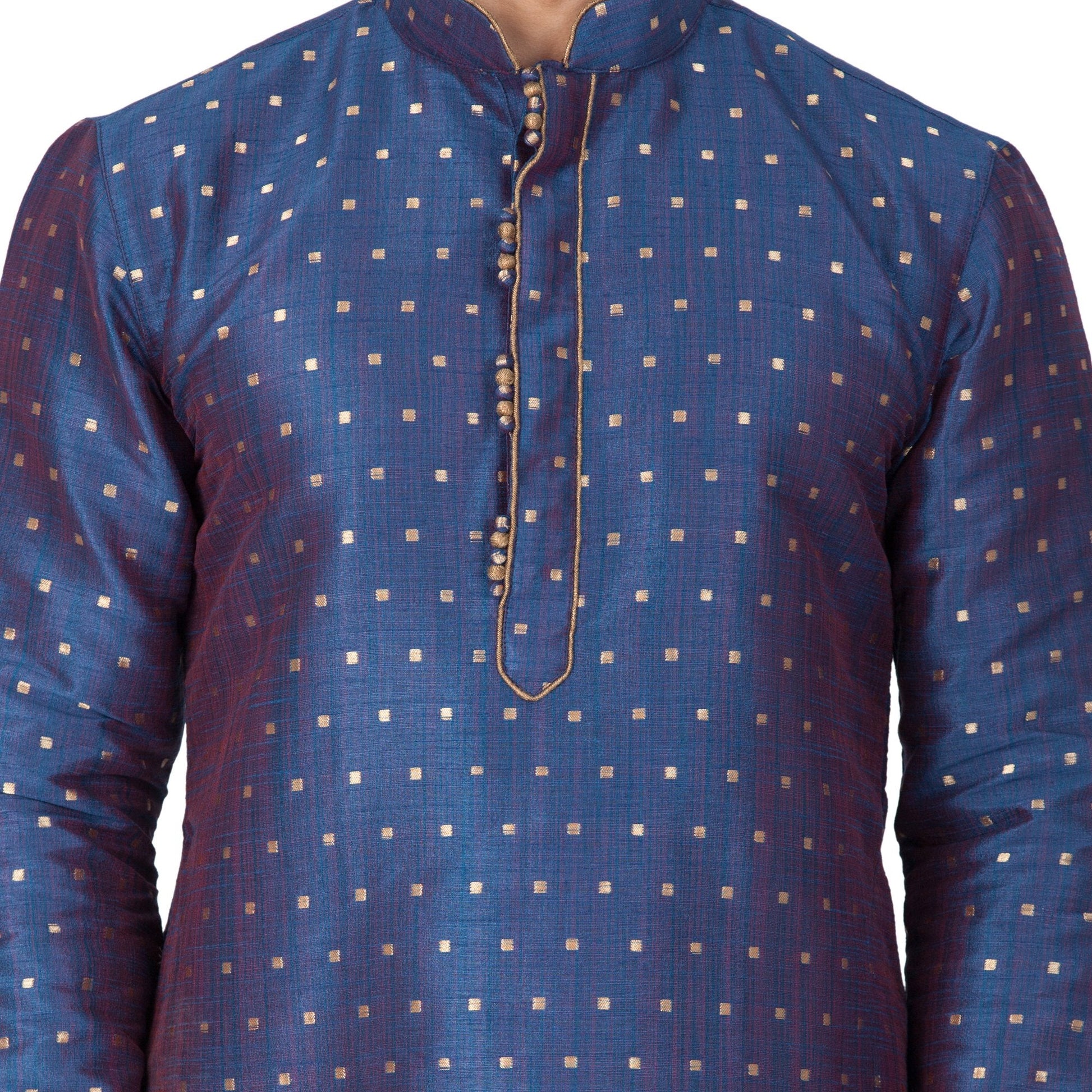 Men's Blue Cotton Silk Blend Kurta and Pyjama Set