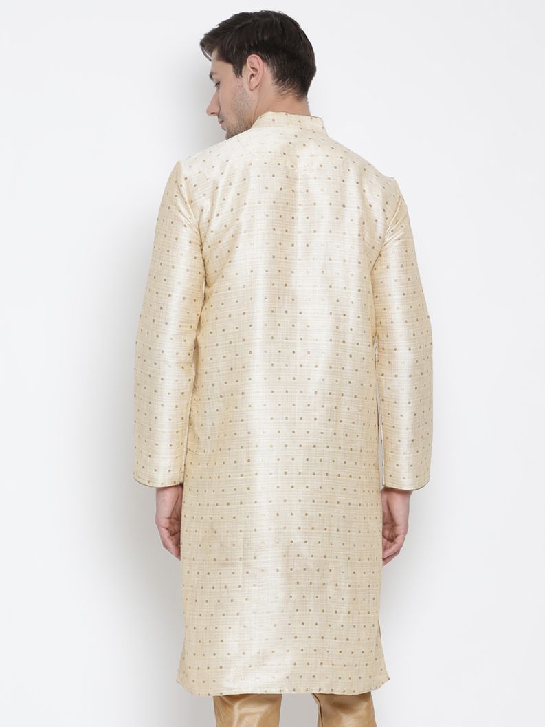 Men's Gold Cotton Silk Blend Kurta