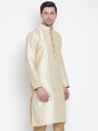 Men's Gold Cotton Silk Blend Kurta