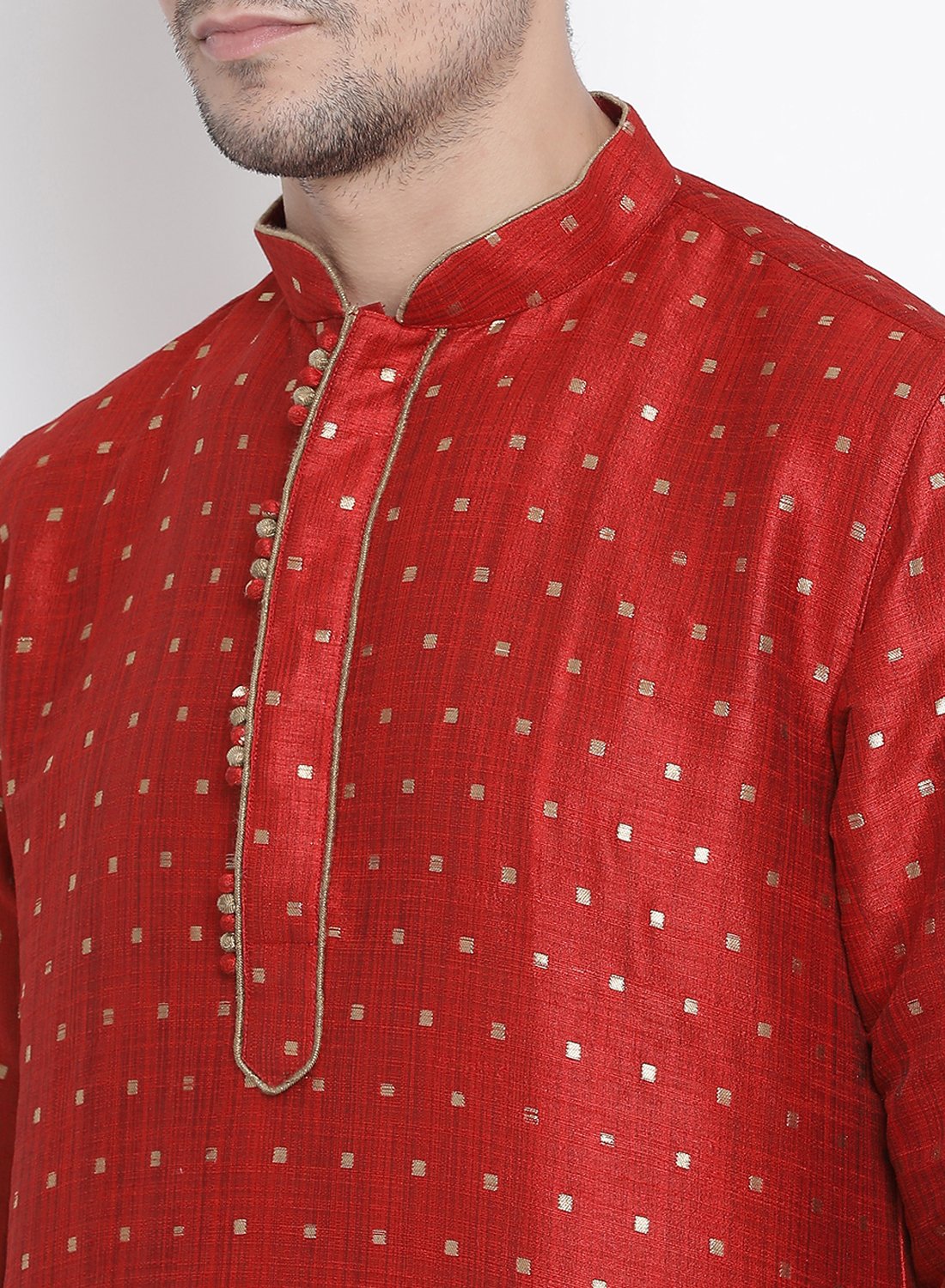Men's Maroon Cotton Silk Blend Kurta and Dhoti Pant Set