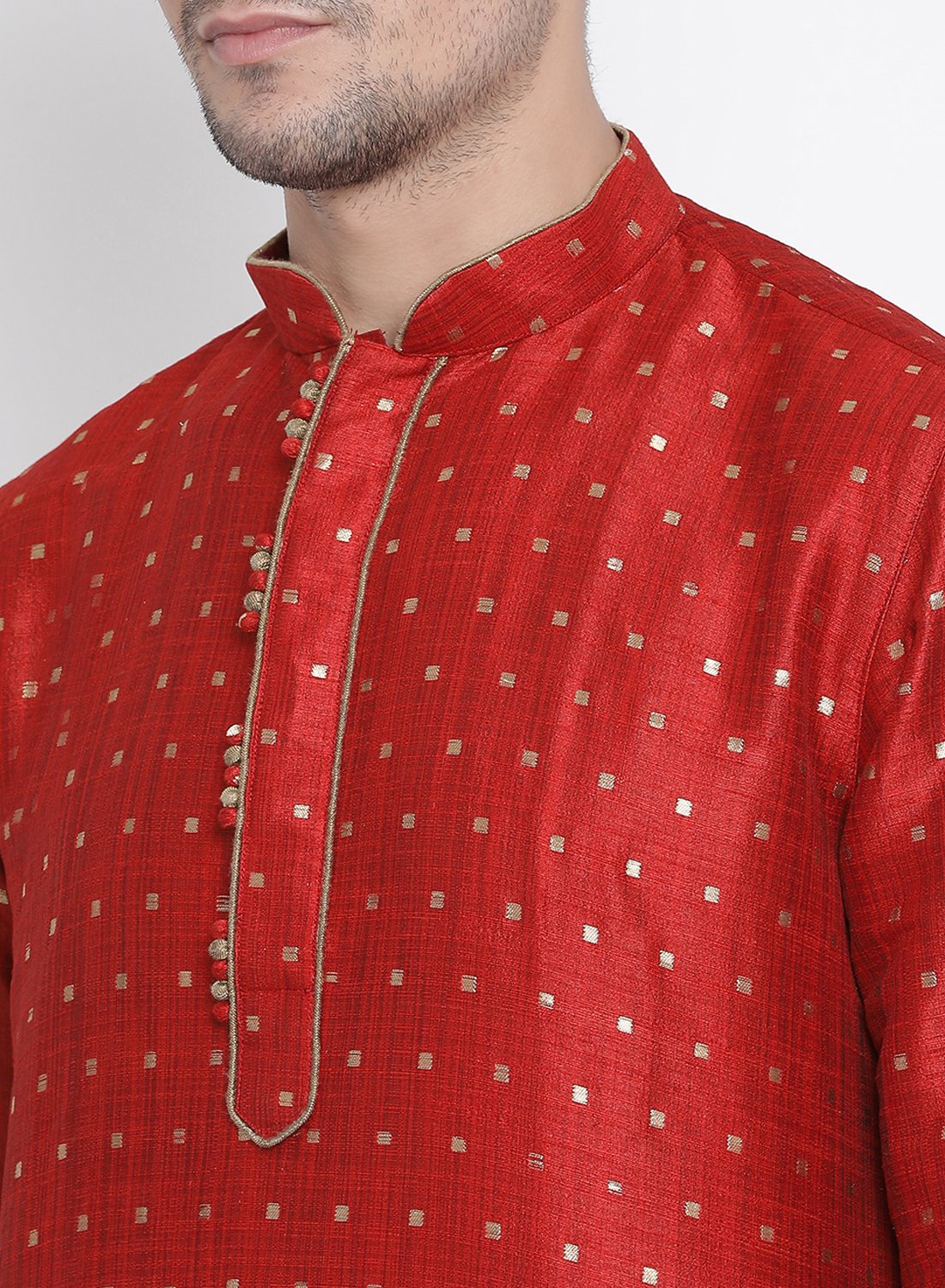 Men's Maroon Cotton Silk Blend Kurta and Pyjama Set