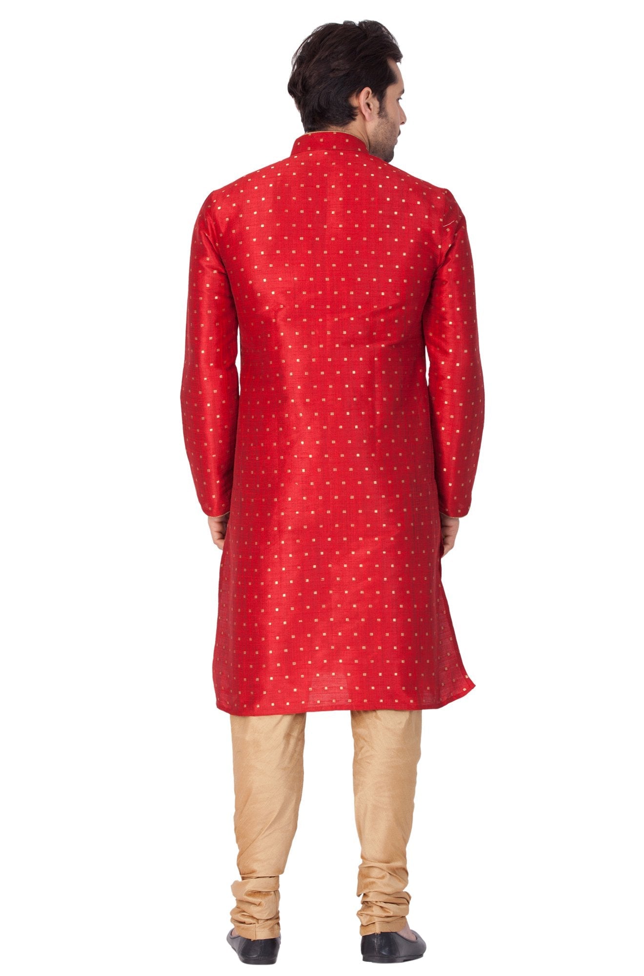 Men's Maroon Cotton Silk Blend Kurta and Pyjama Set