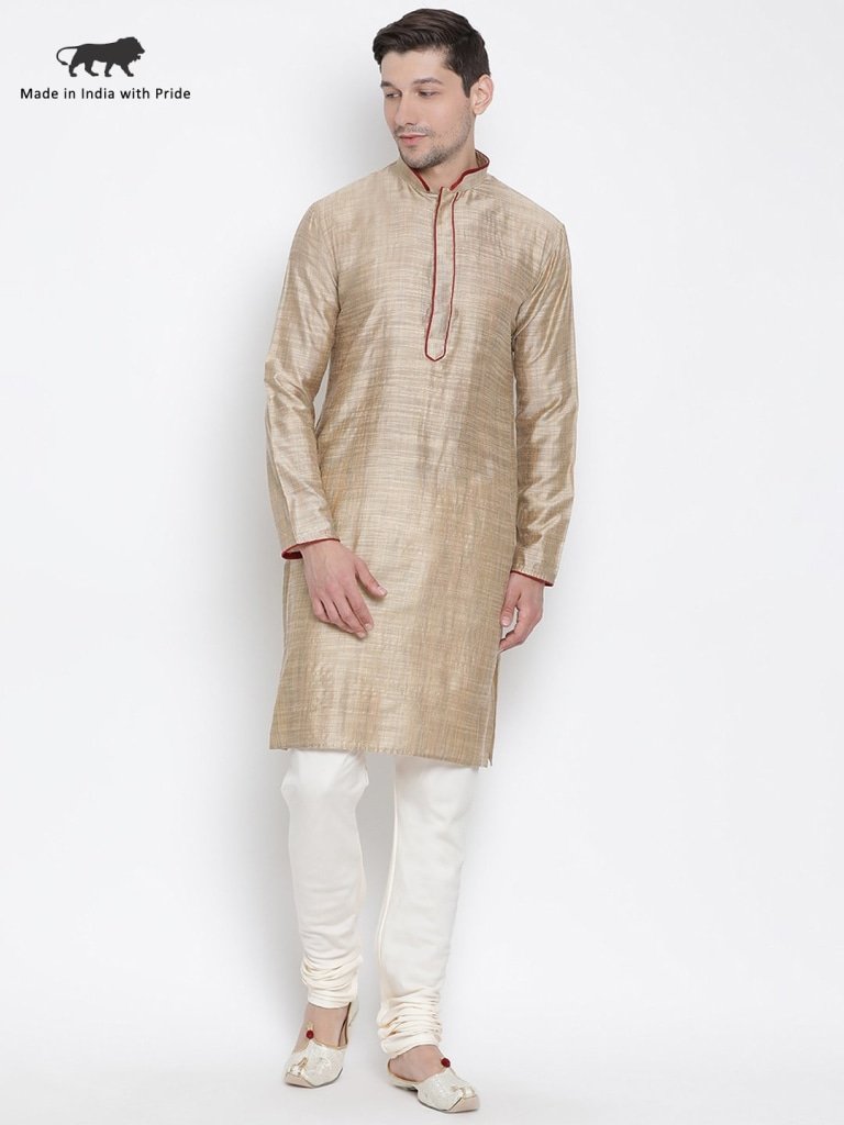 Men's Beige Cotton Kurta and Pyjama Set