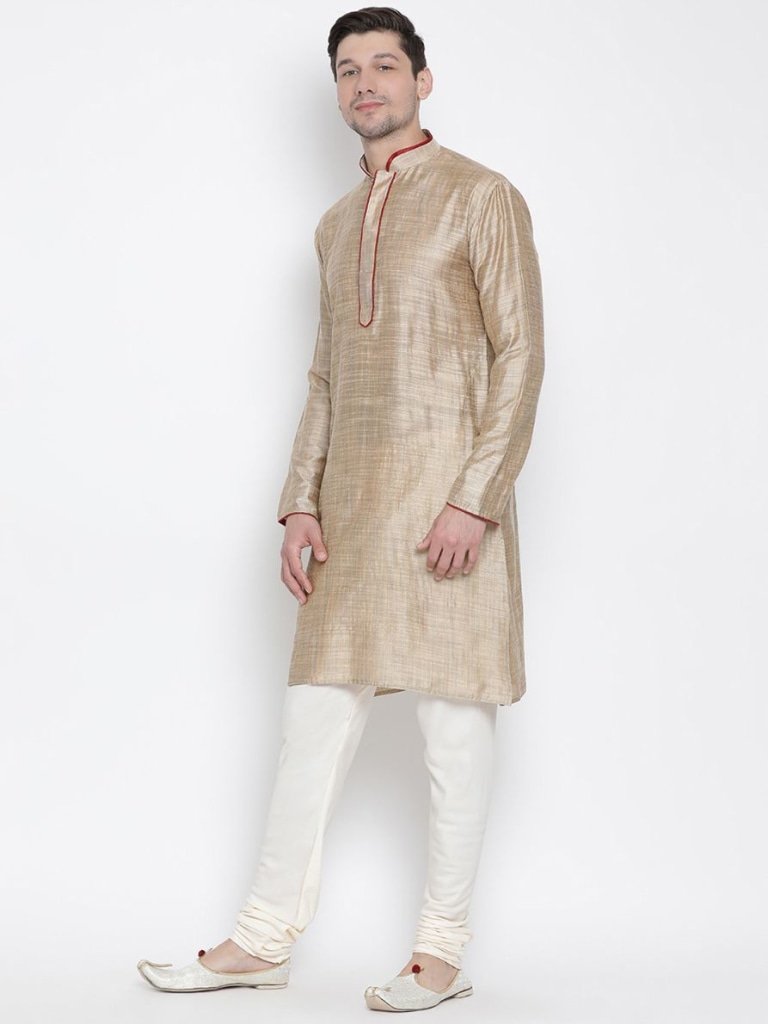 Men's Beige Cotton Kurta and Pyjama Set