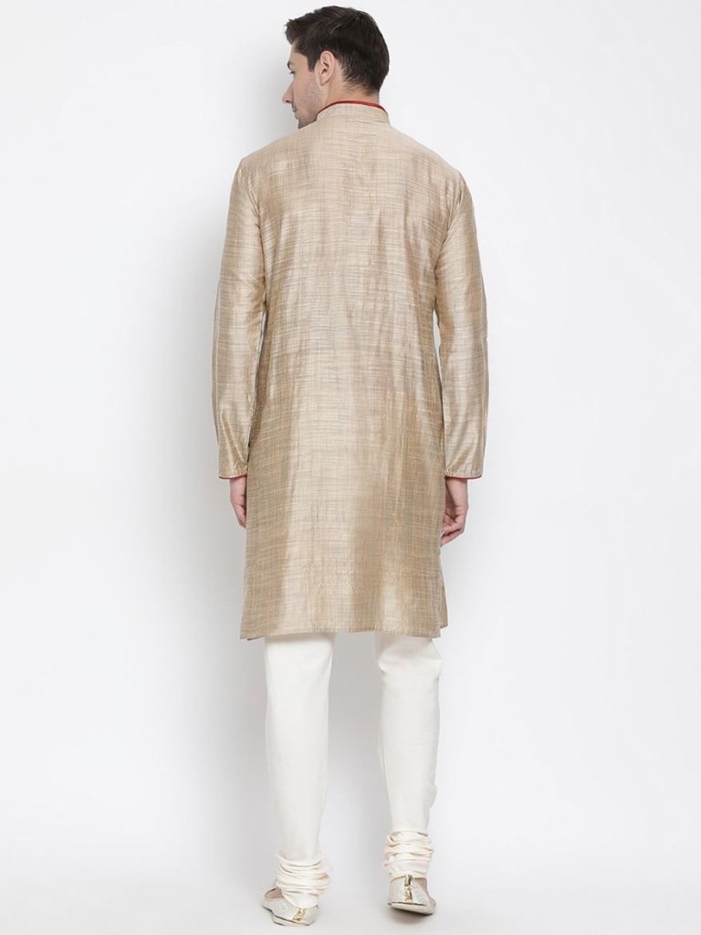 Men's Beige Cotton Kurta and Pyjama Set