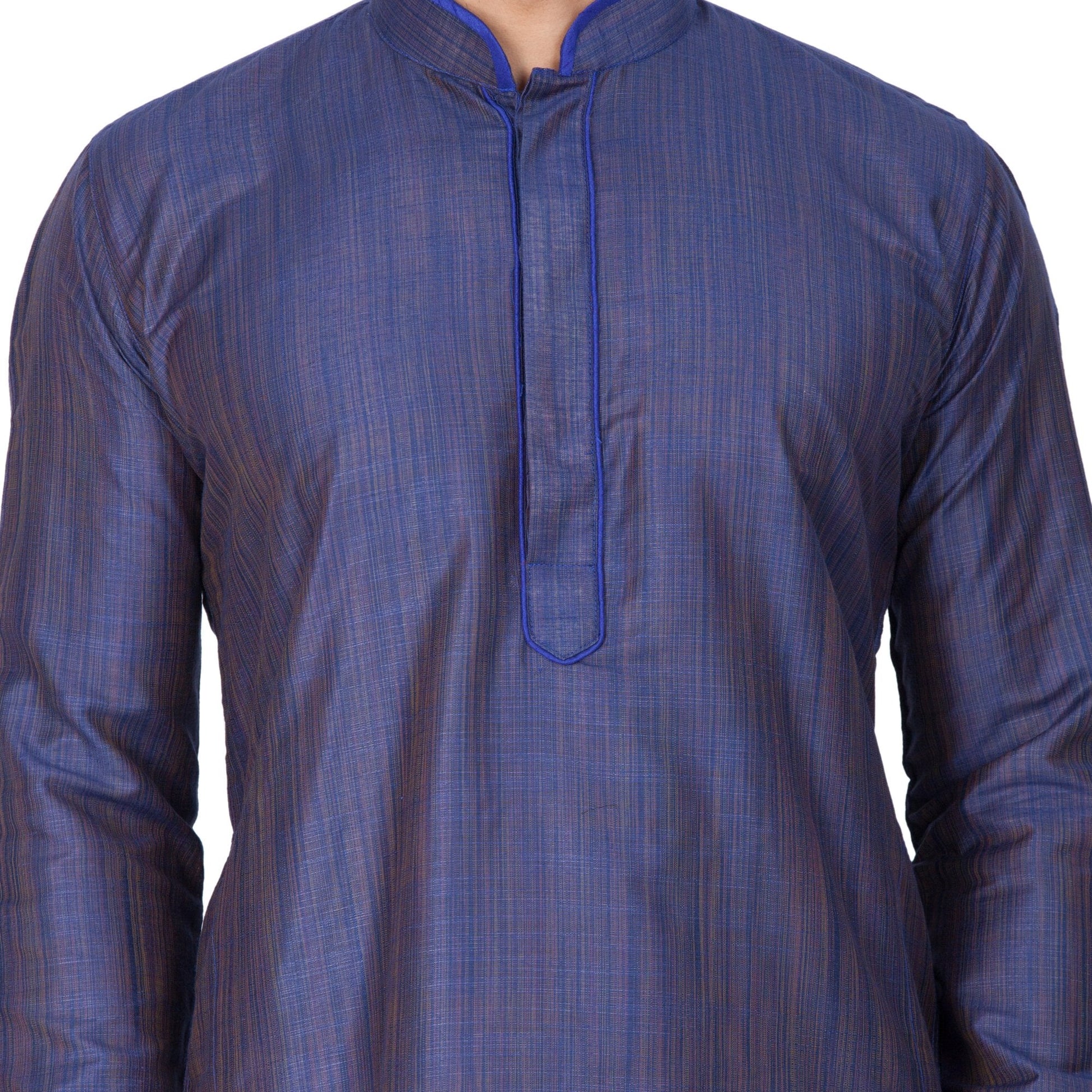 Men's Blue Cotton Silk Blend Kurta and Pyjama Set