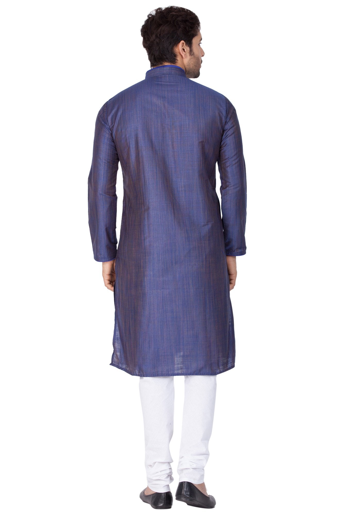 Men's Blue Cotton Silk Blend Kurta and Pyjama Set