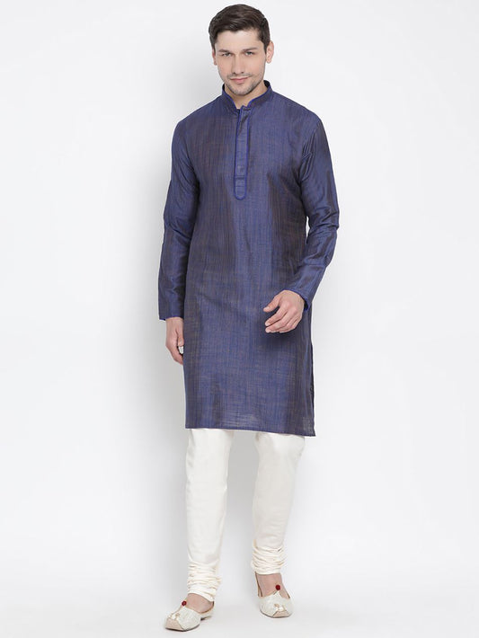 Men's Blue Cotton Kurta and Pyjama Set