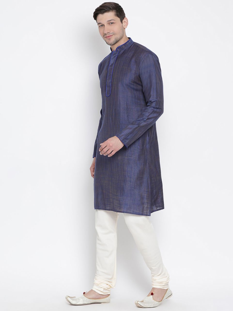 Men's Blue Cotton Kurta and Pyjama Set