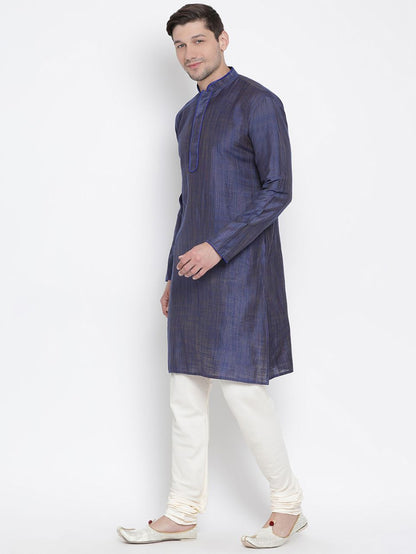 Men's Blue Cotton Kurta and Pyjama Set