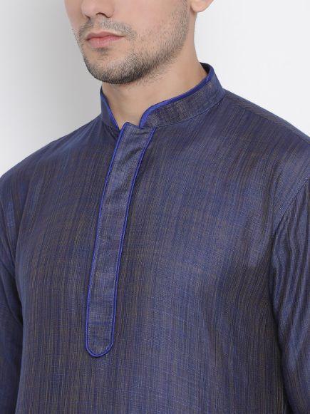 Men's Blue Cotton Kurta and Pyjama Set