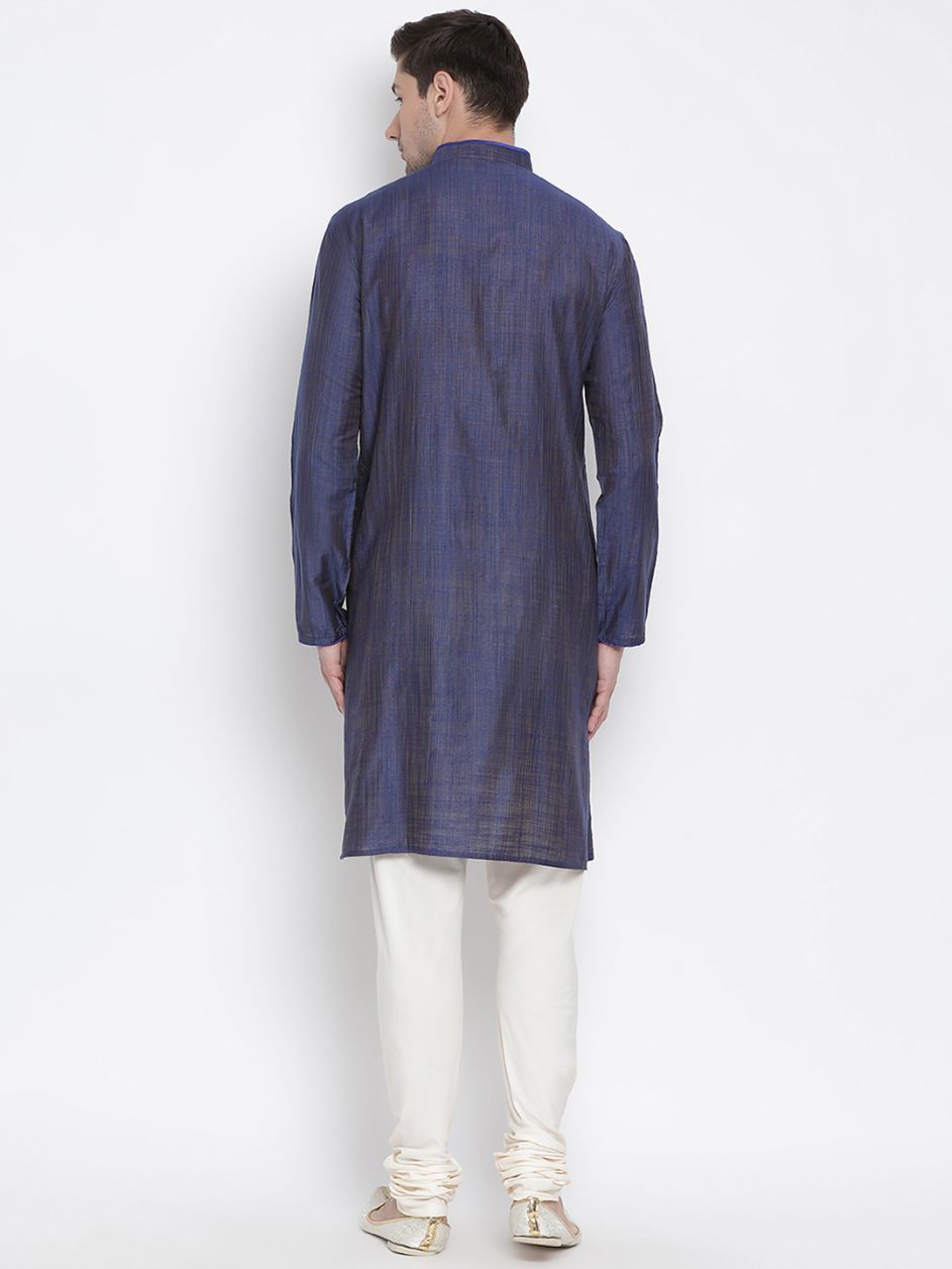 Men's Blue Cotton Kurta and Pyjama Set