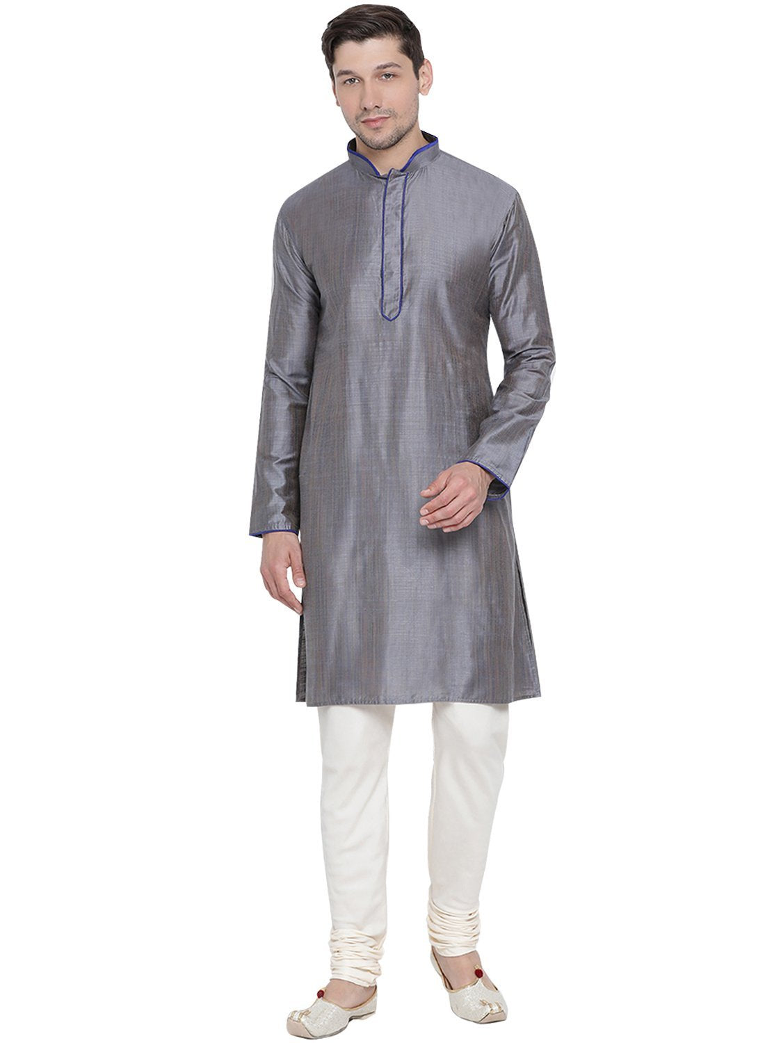 Men's Grey Cotton Kurta and Pyjama Set