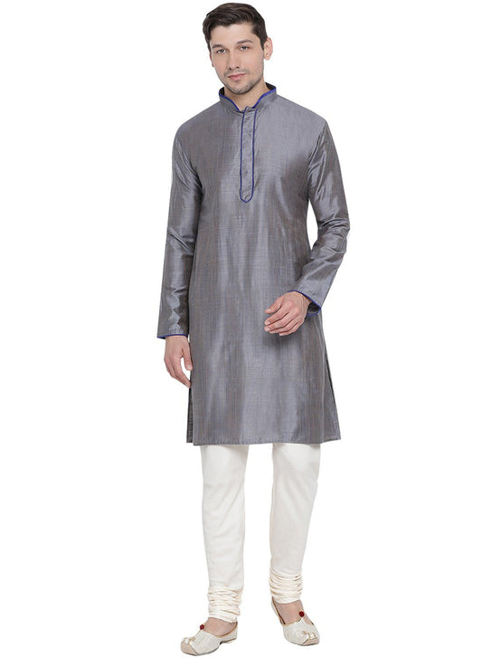 Men's Grey Cotton Kurta and Pyjama Set