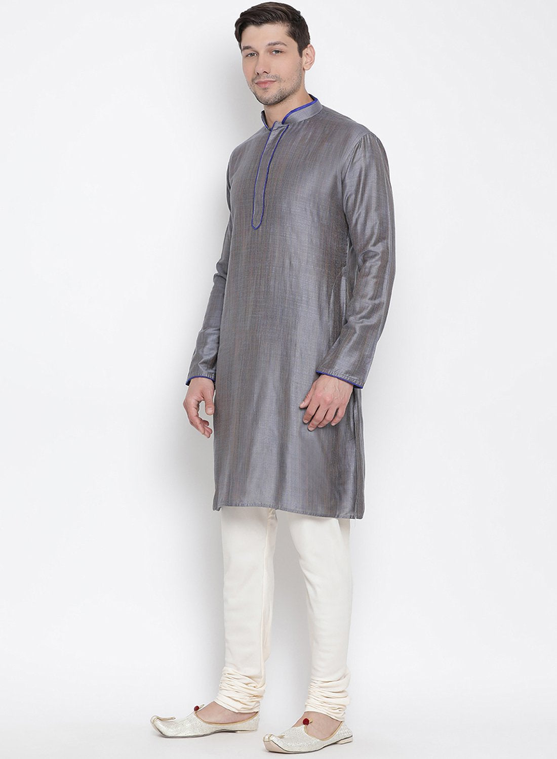 Men's Grey Cotton Kurta and Pyjama Set