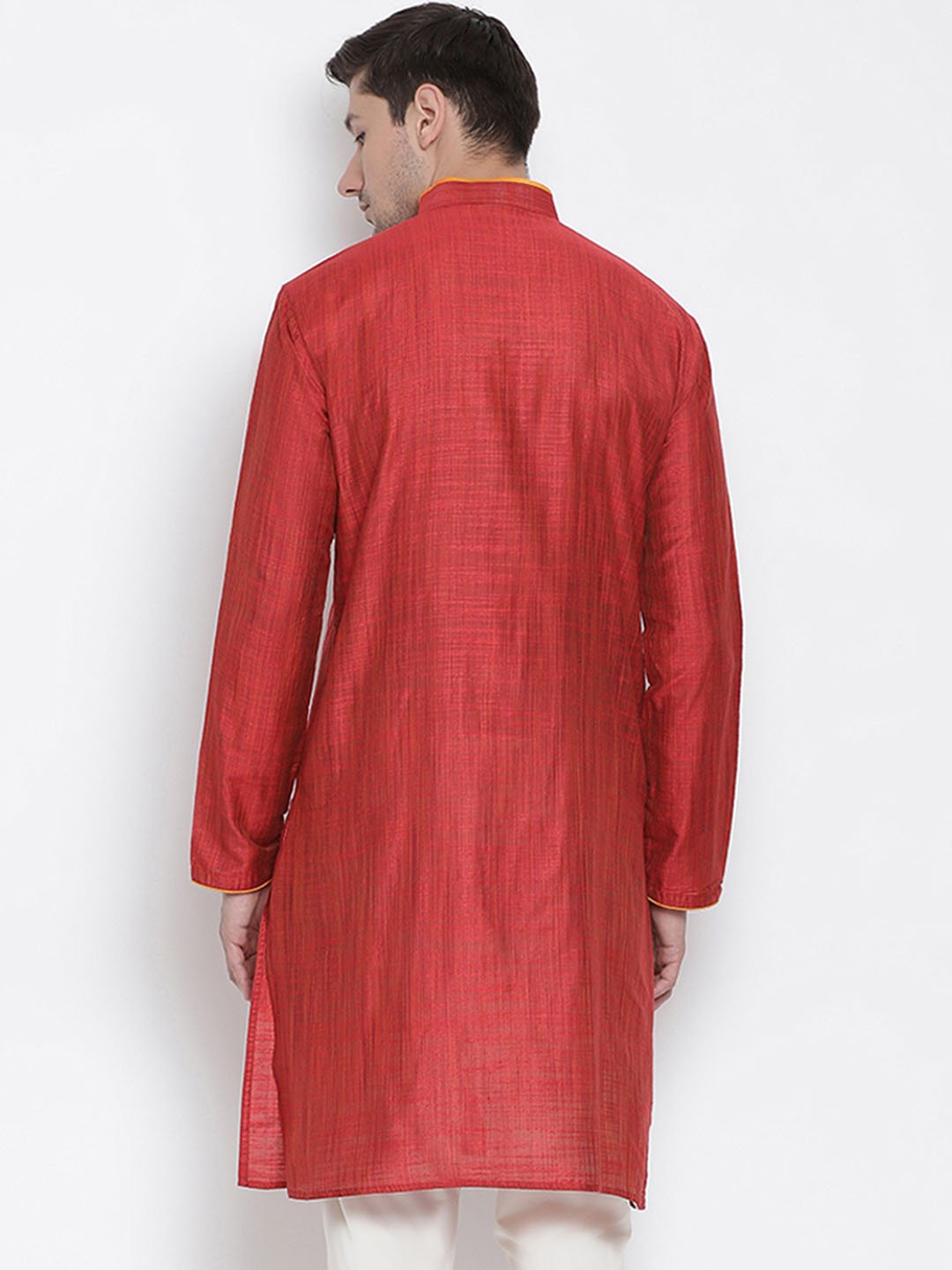 Men's Maroon Cotton Silk Blend Kurta