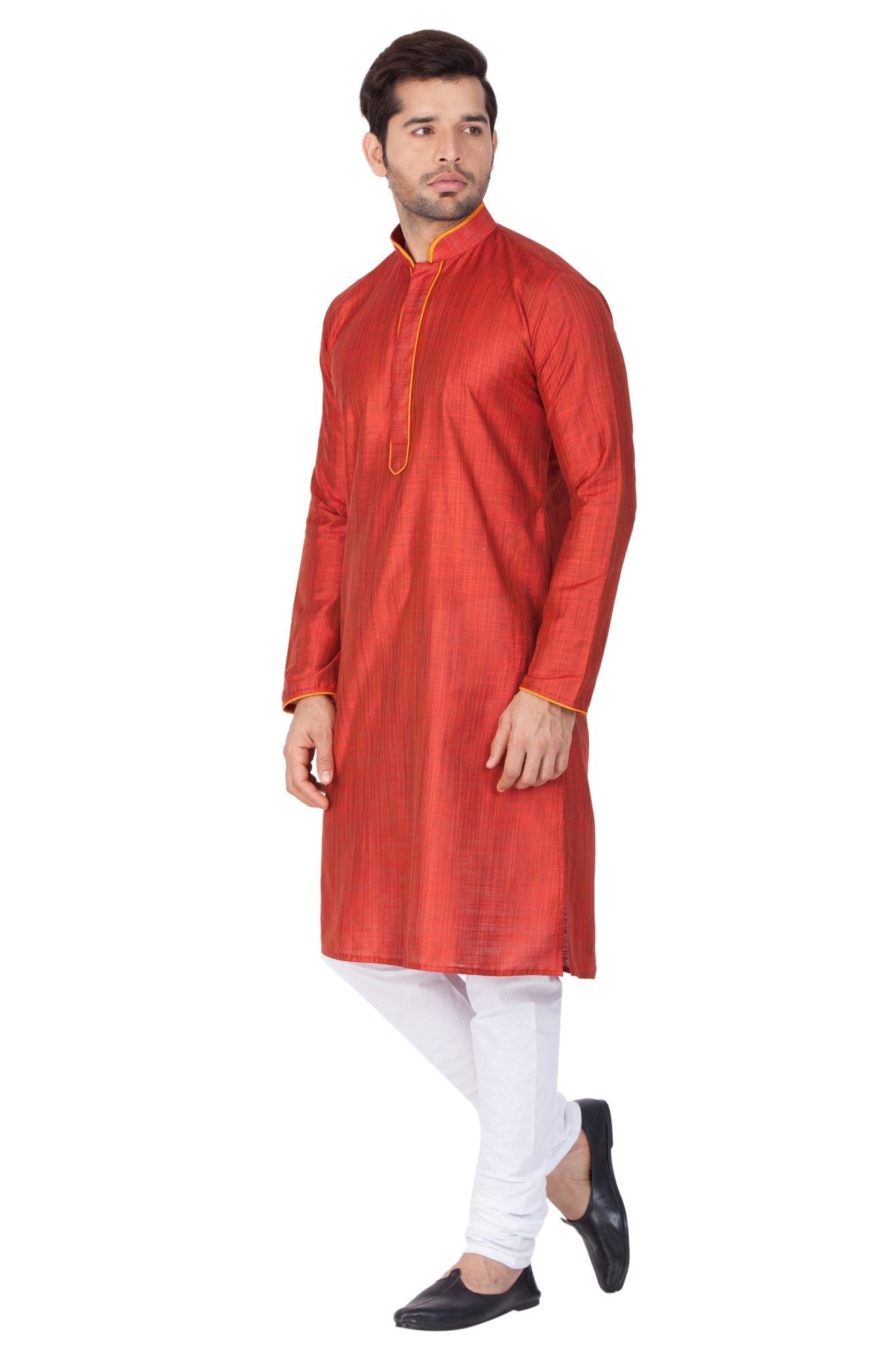 Men's Maroon Cotton Silk Blend Kurta and Pyjama Set