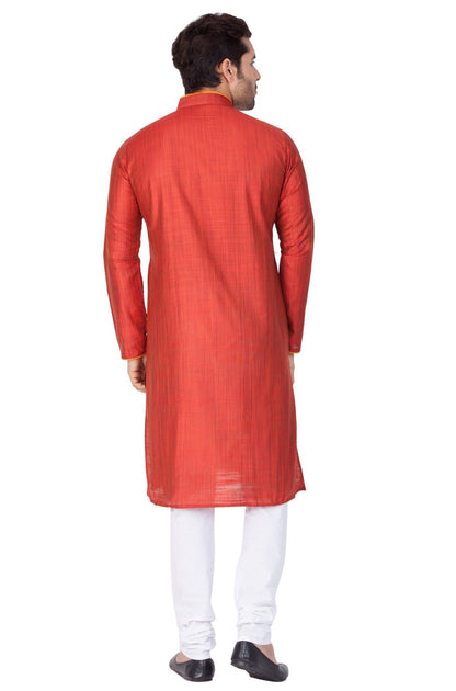 Men's Maroon Cotton Silk Blend Kurta and Pyjama Set
